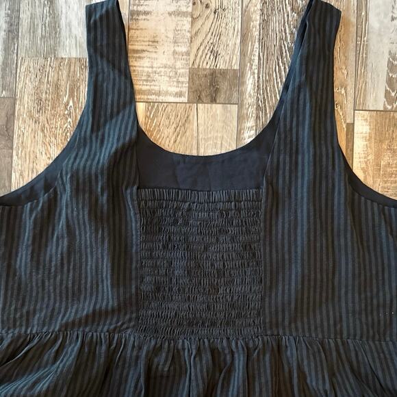 J.Jill Tiered Maxi Dress Sz Medium Black Stripe Preppy Classic Smocked Back NEW - Picture 7 of 9
